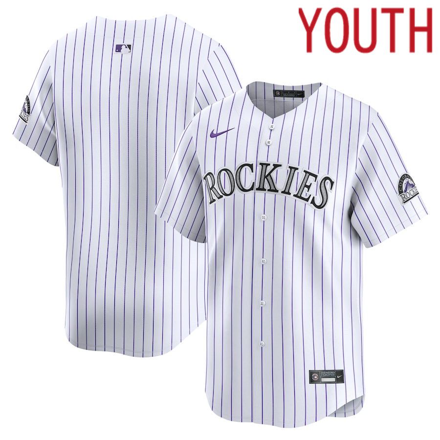 Youth Colorado Rockies Nike White Home Limited MLB Jersey->customized mlb jersey->Custom Jersey